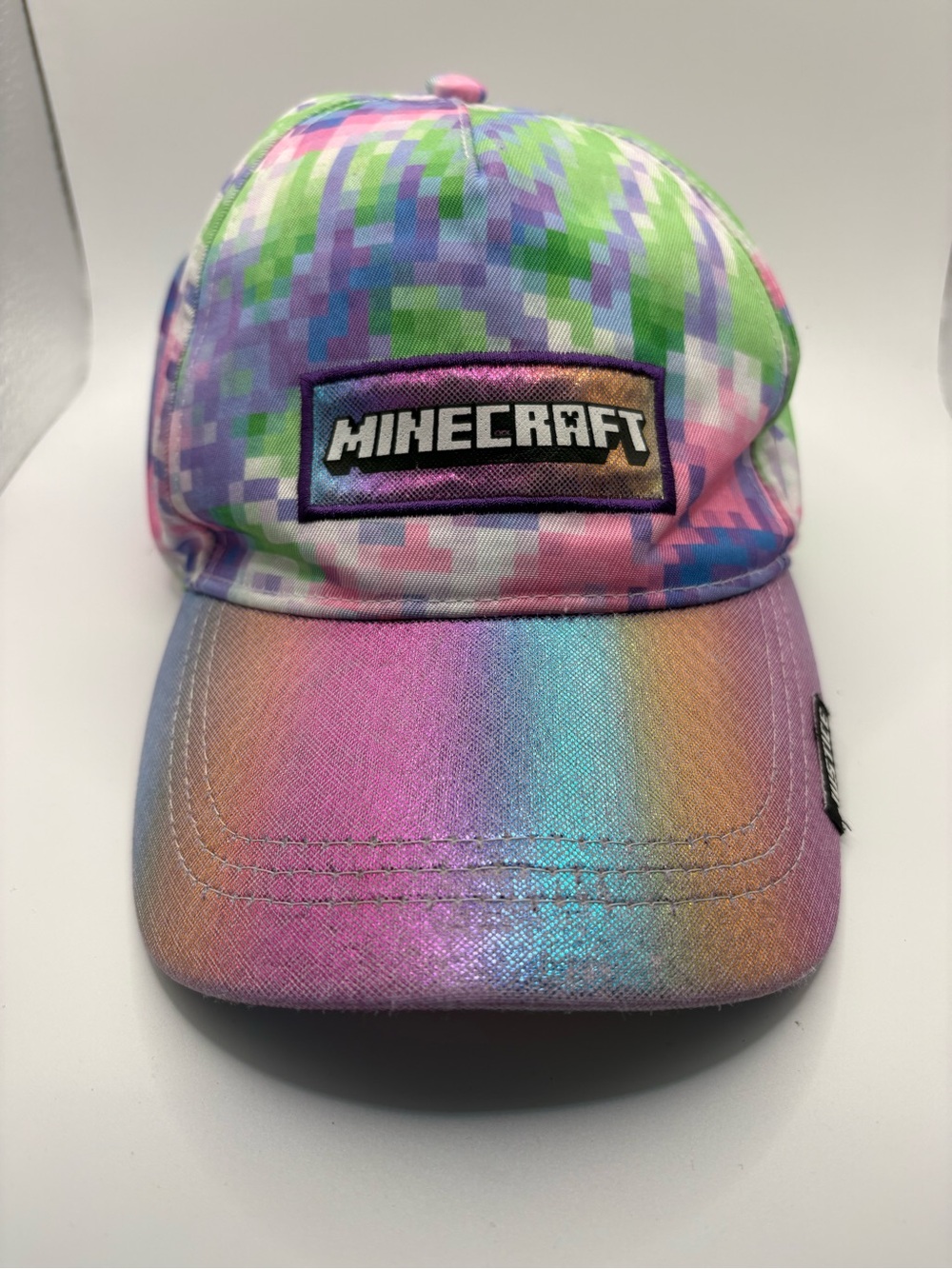 Minecraft x Justice Rainbow Pixel Iridescent Adjustable Girls Hat